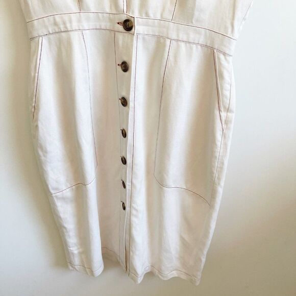 Anthropologie Dolan White Mini Button Down Linen Dress Size Large - Picture 3 of 10